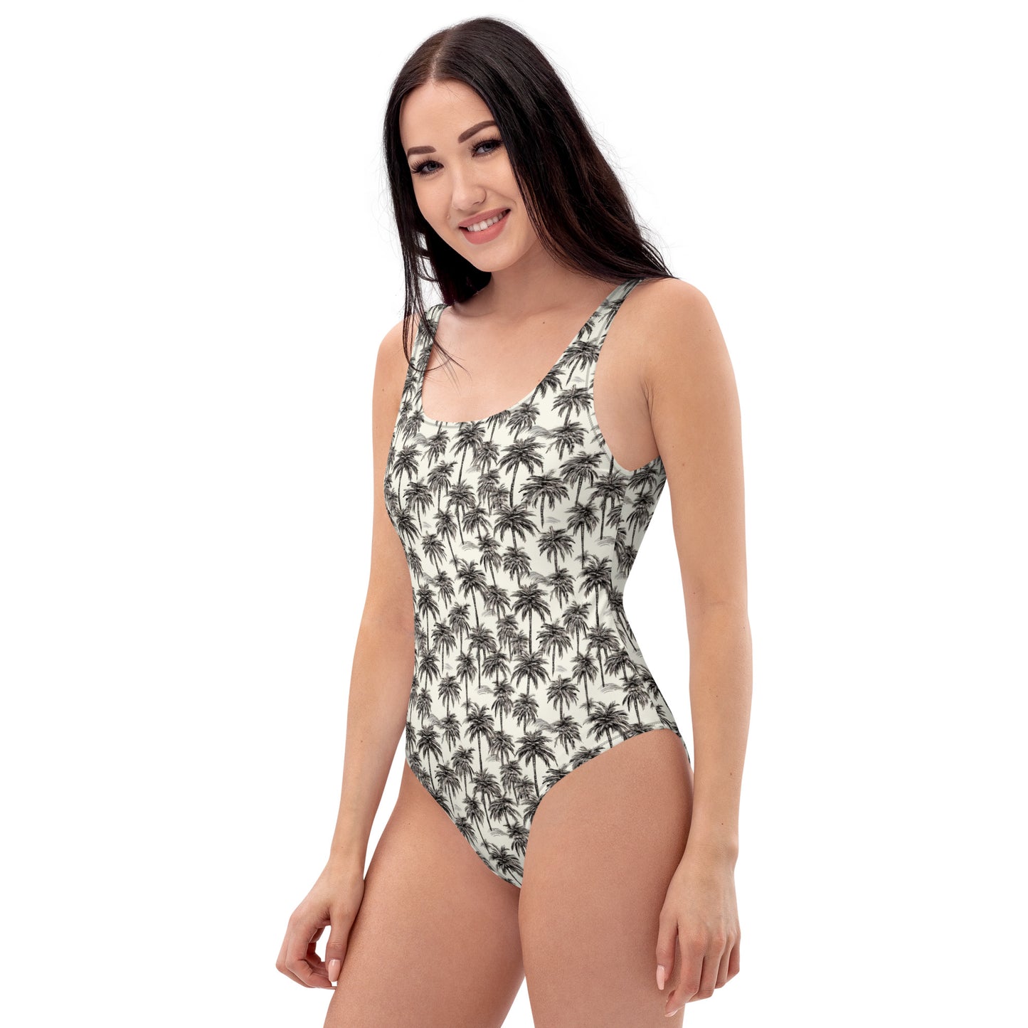 Black And White Palm Tree Brazil One-Piece Swimsuit