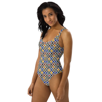 Moroccan Multicolors Mosaic Print One-Piece Swimsuit