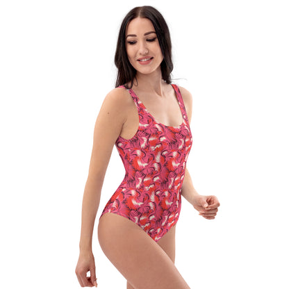 Pink And Red Flamingo Animal Print One-Piece Swimsuit