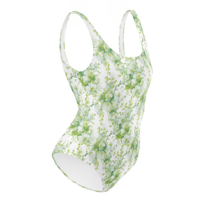 Spring Green Japanese Garden One-Piece Swimsuit