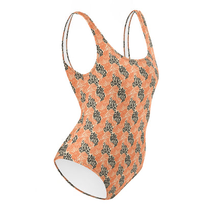 Black And Orange Tiger Animal Print One-Piece Swimsuit