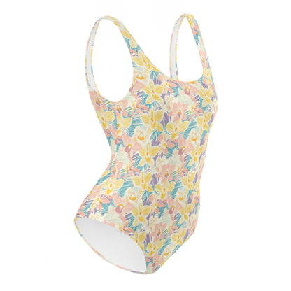 Pastel Orchid Garden One-Piece Swimsuit