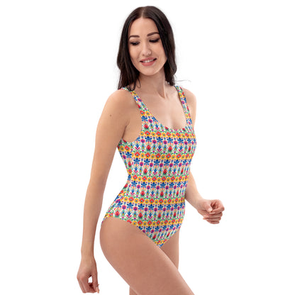 Rio Red And Blue Carnival Brazil One-Piece Swimsuit