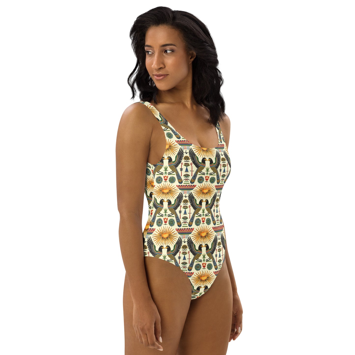 Egyptian Gemini Birds Print One-Piece Swimsuit