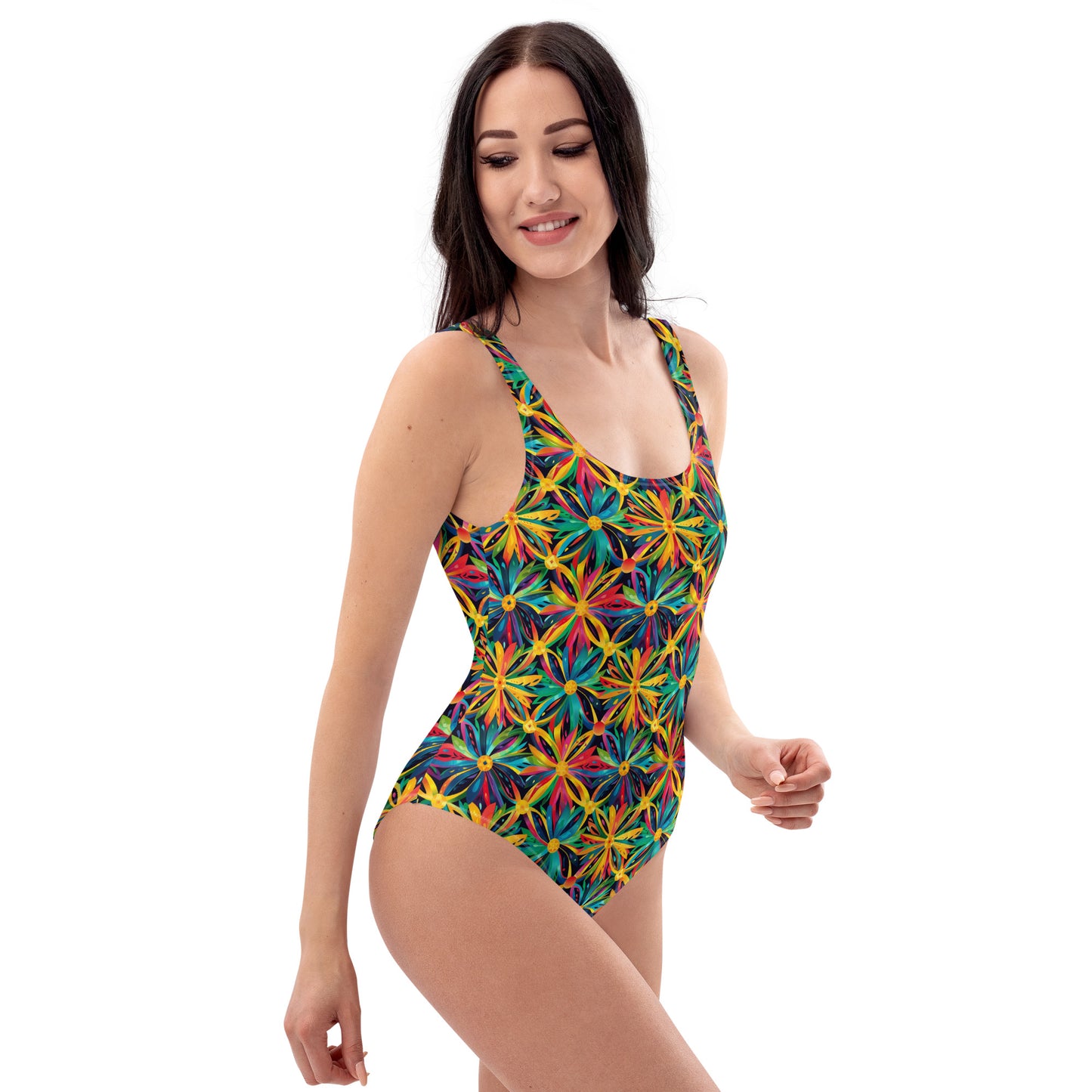 Brazil Folia Flower Print One-Piece Swimsuit