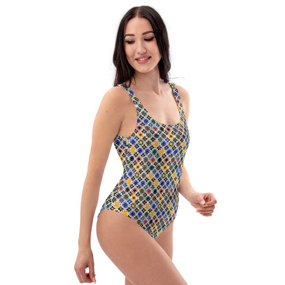 Moroccan Multicolors Mosaic Print One-Piece Swimsuit