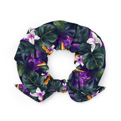 Purple Jungle Flower Print Scrunchie