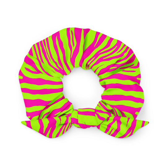 Fuchsia And Green Tiger Animal Tiger Scrunchie