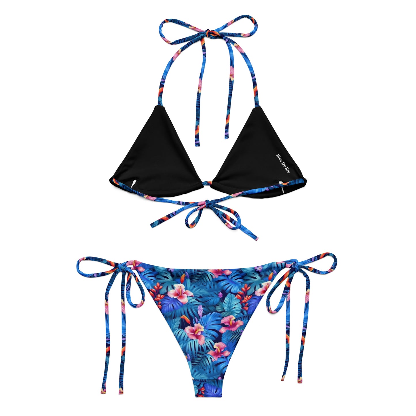 Hibicus Flower Blue Jungle Triangle Bikini