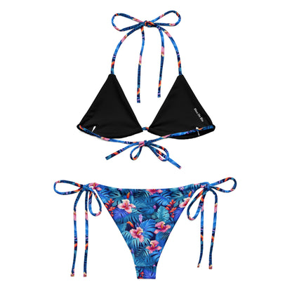 Hibicus Flower Blue Jungle Triangle Bikini