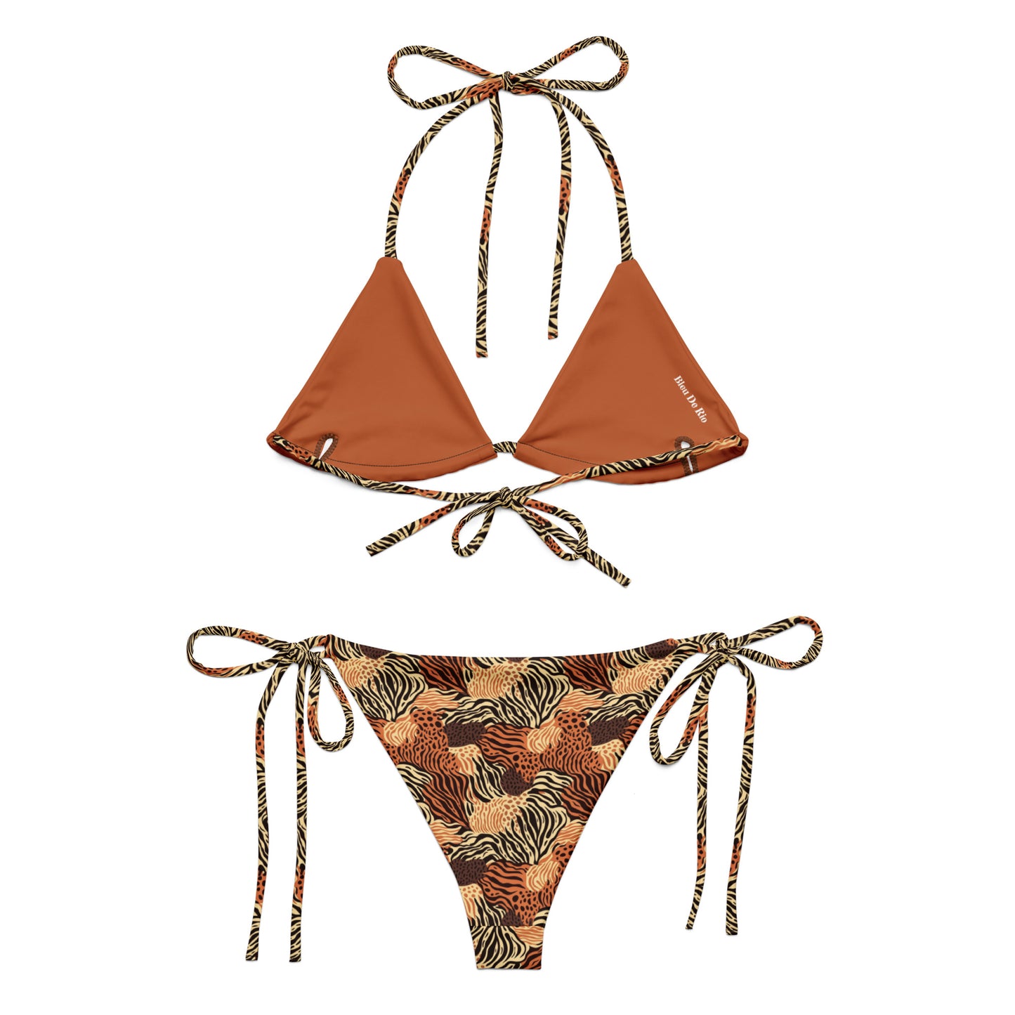 Brown Tiger Animal Print Triangle Bikini