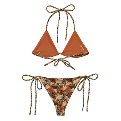 Brown Tiger Animal Print Triangle Bikini