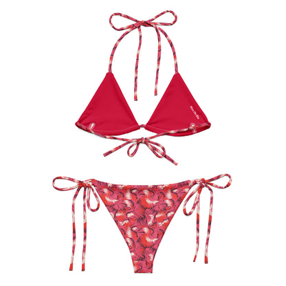 Pink and Red Flamingo Animal Print Triangle Bikini