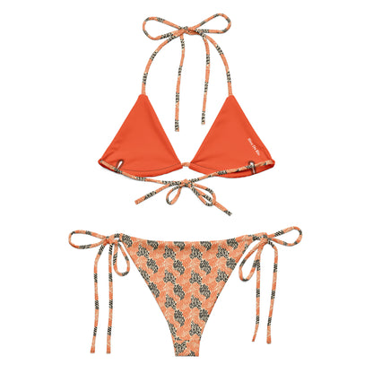 Black And Orange Tiger Animal Print Triangle Bikini