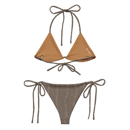 Brown Snake Skin Animal Print Triangle Bikini