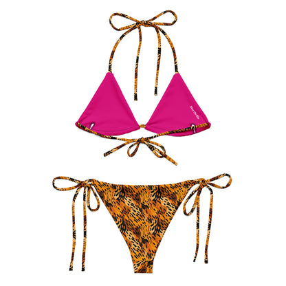 Caramel Feline Animal Print Triangle Bikini