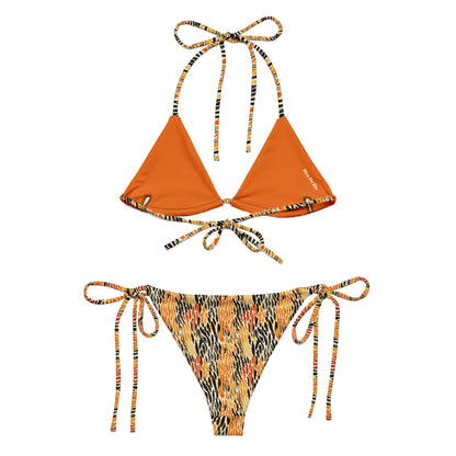 Orange Feline Animal print Triangle Bikini