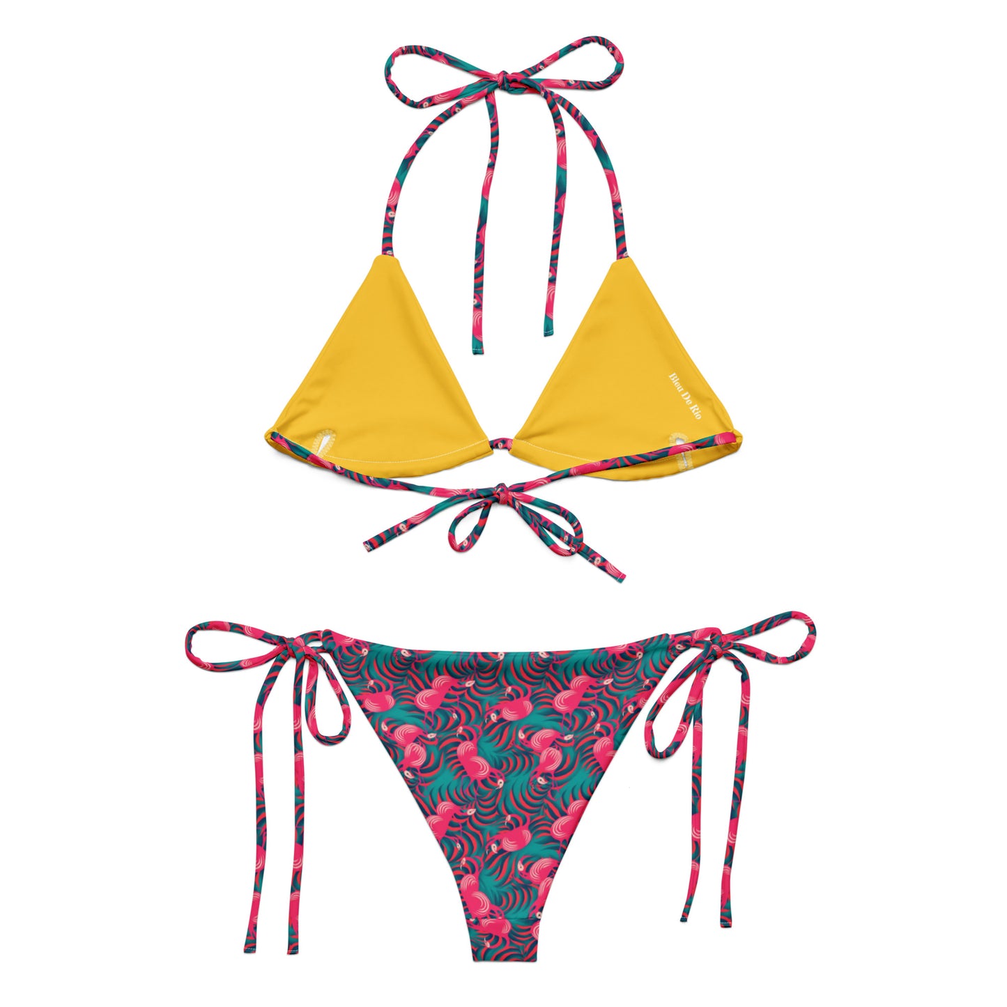 Cocktail Flamingo Animal Print Triangle Bikini