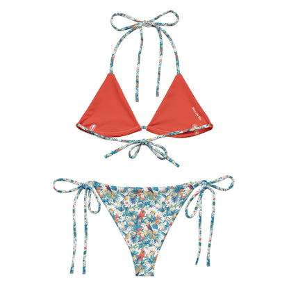 Red Ara Bird Animal Print Triangle Bikini