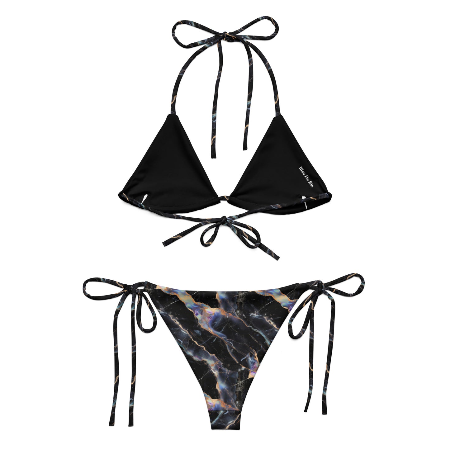 Thunder Black Abstract Marble Triangle Bikini