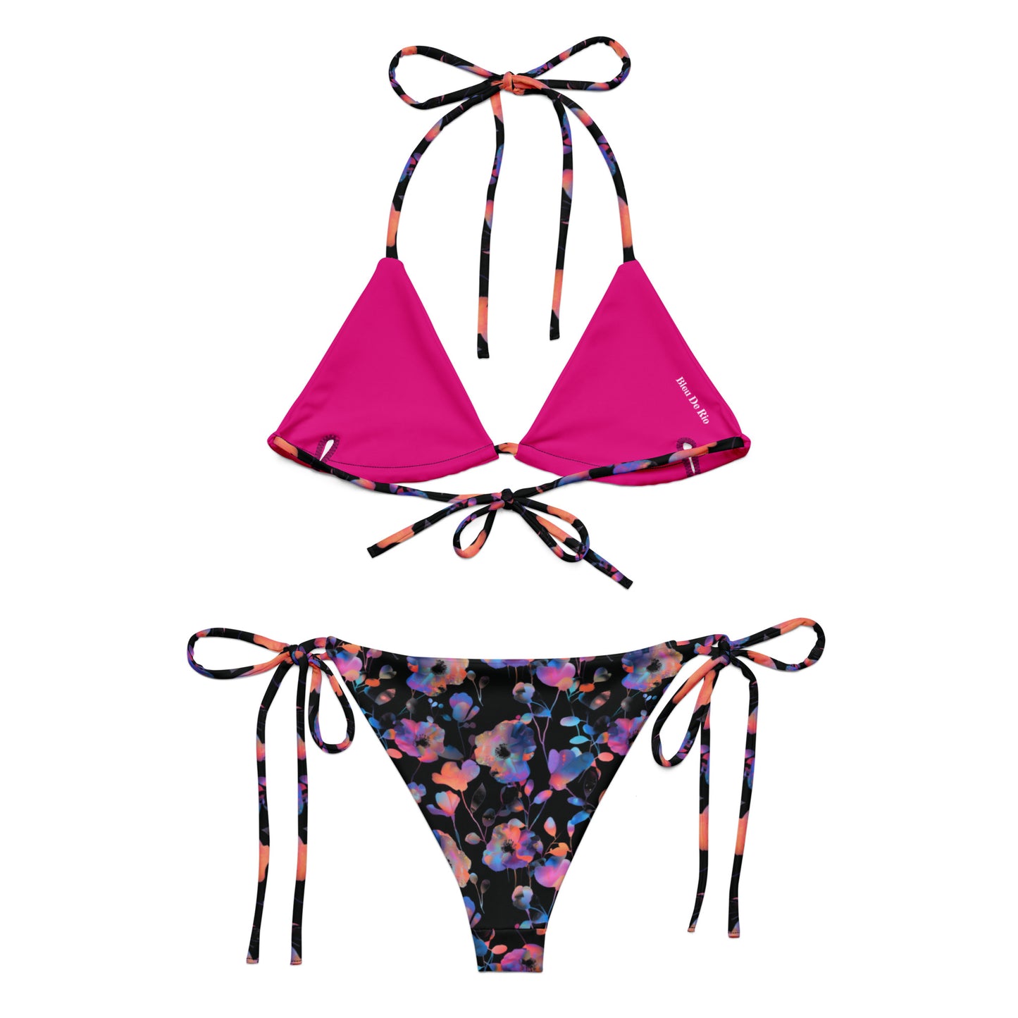 Holographic Dark Flowers Triangle Bikini