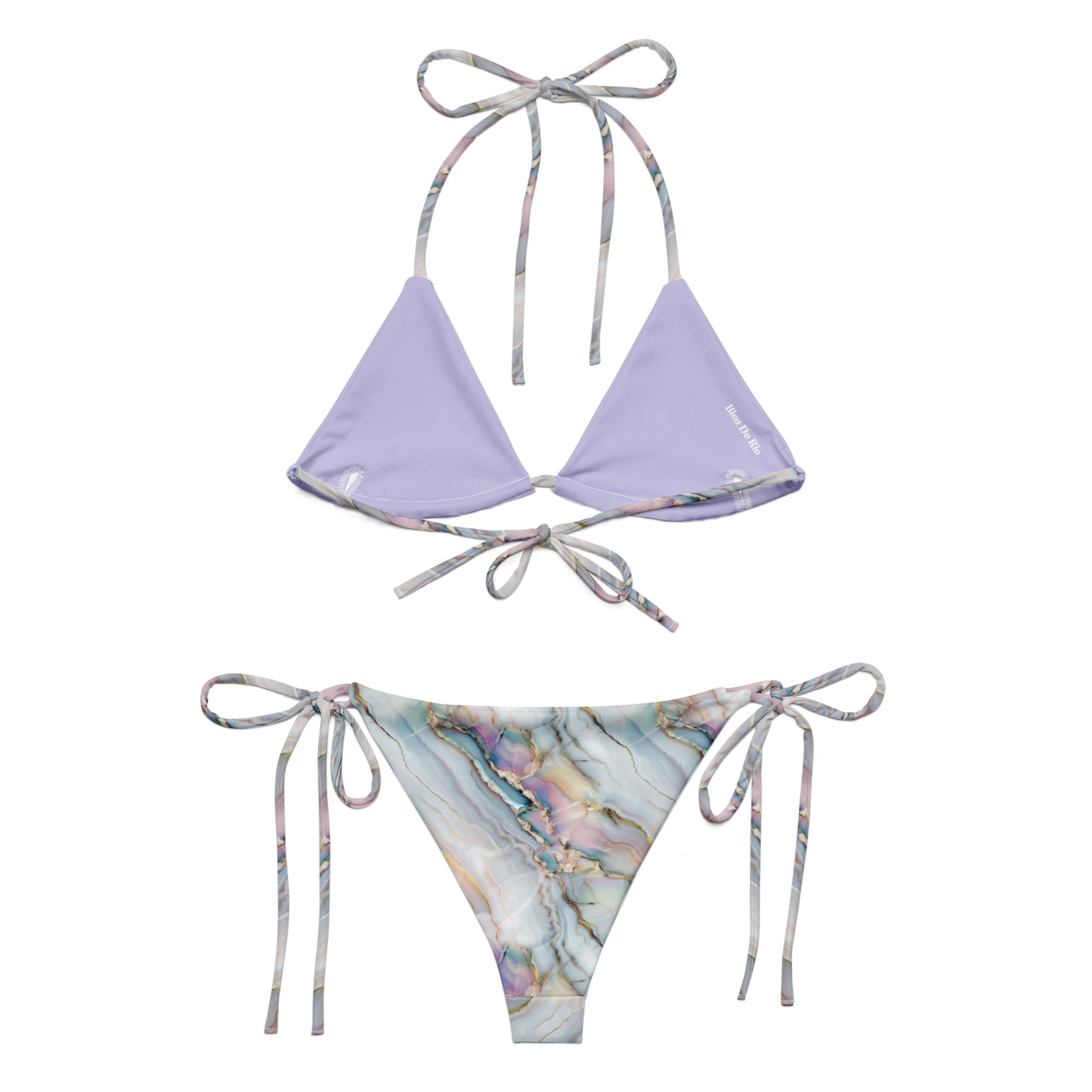 Pastel Purple Abstract Marble Triangle Bikini