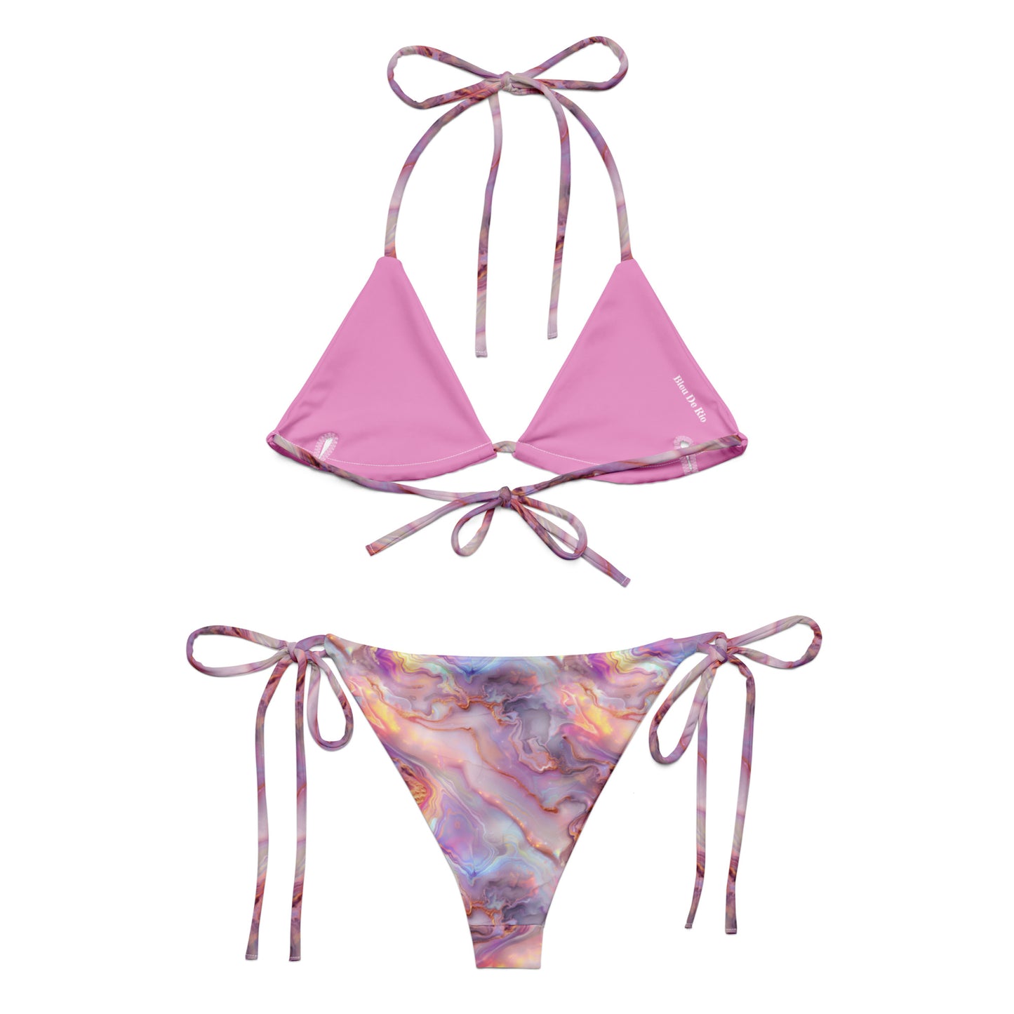 Pink Abstract Marble Galaxy Triangle Bikini