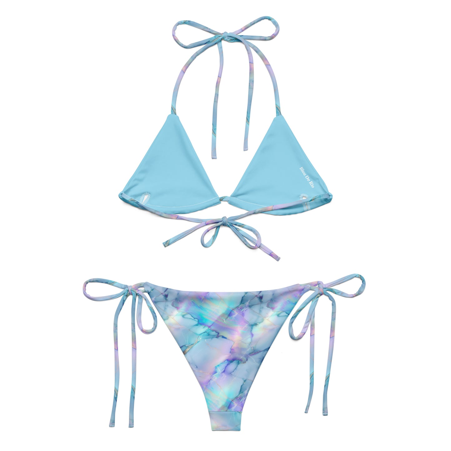 Blue Abstract Marble Galaxy Triangle Bikini