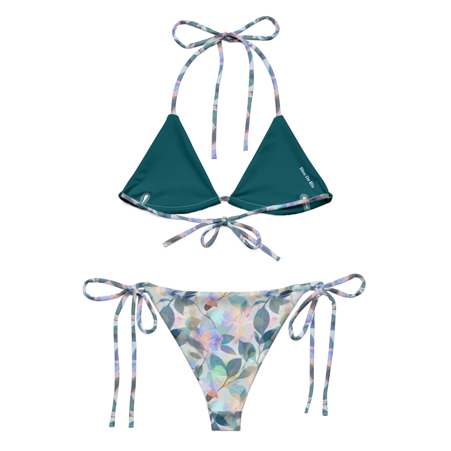 Holographic Green Plants Triangle Bikini