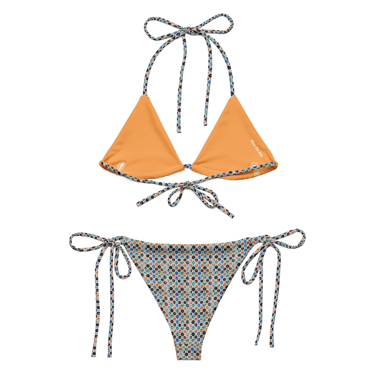 Moroccan Orange and Green Mosaic Tiles Triangle Bikini