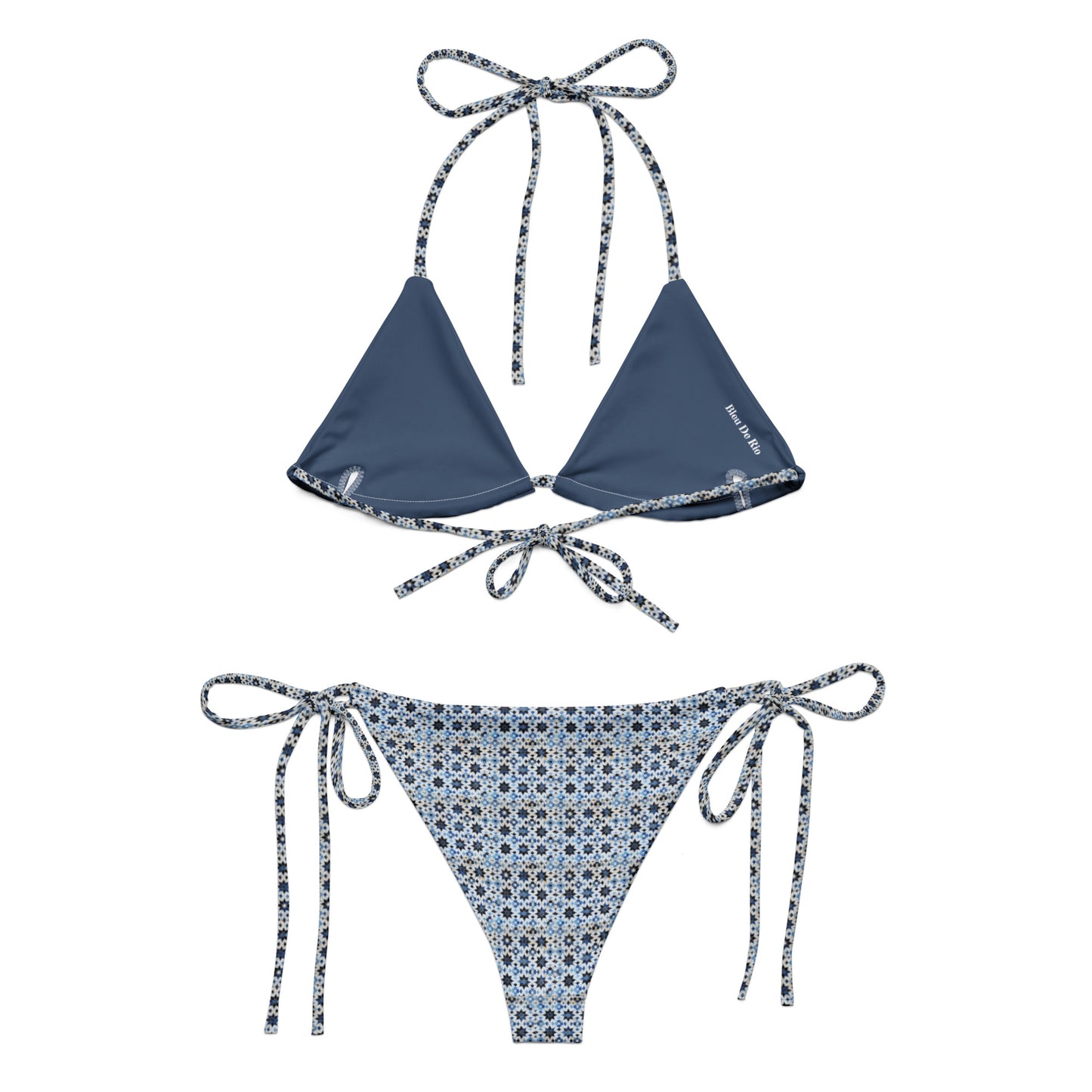 Moroccan Blue Mosaic Tiles Print Triangle Bikini