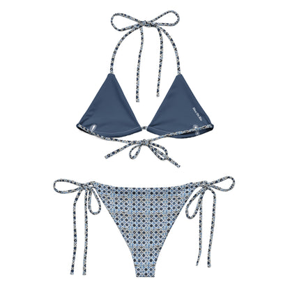 Moroccan Blue Mosaic Tiles Print Triangle Bikini