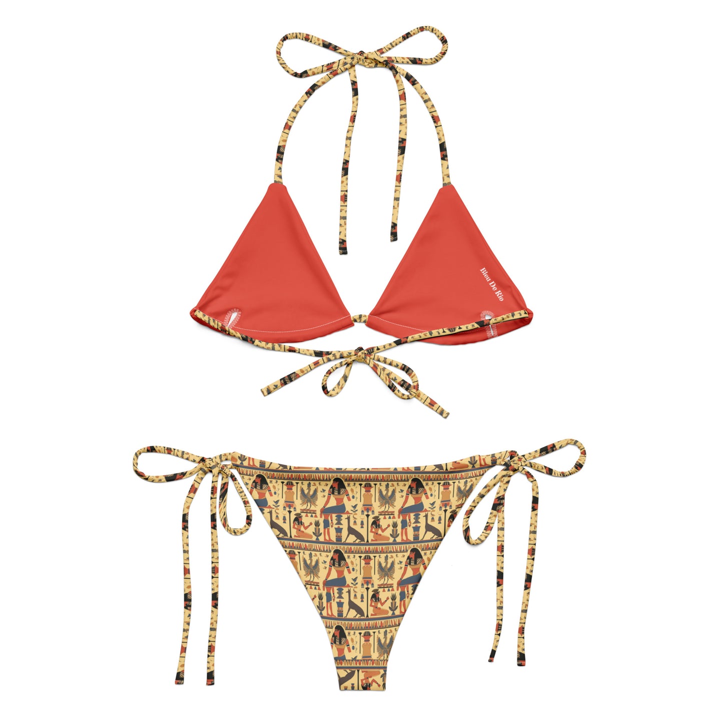 Egyptian Beige and Blue Print Triangle Bikini