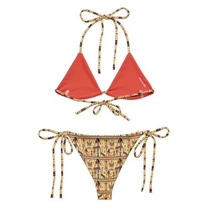 Egyptian Beige and Blue Print Triangle Bikini