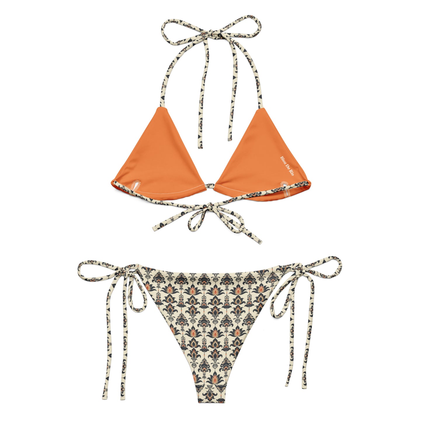 Jainism Beige and Orange Print Triangle Bikini