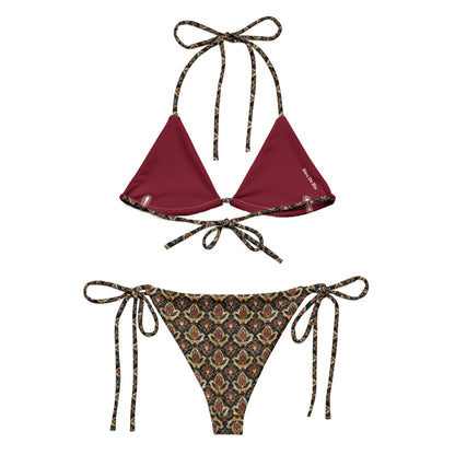 Jainism Red and Yellow Print Triangle Bikini