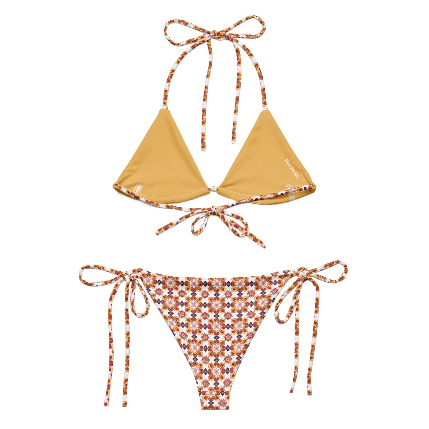 Jainism White and Red Print Triangle Bikini