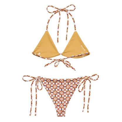 Jainism White and Red Print Triangle Bikini