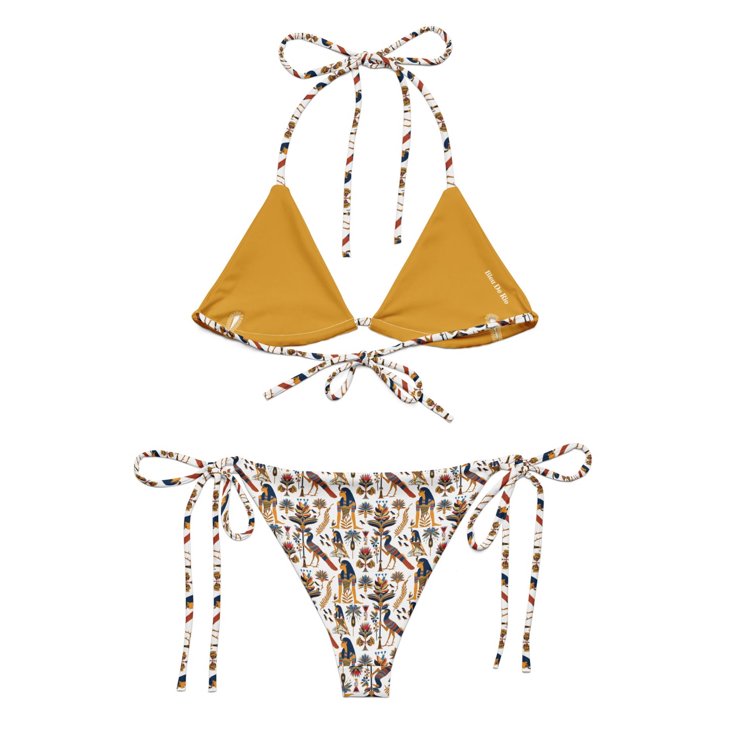 Egyptian White and Red Print Triangle Bikini