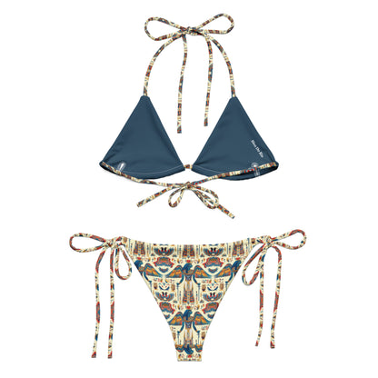 Egyptian Blue God Print Triangle Bikini