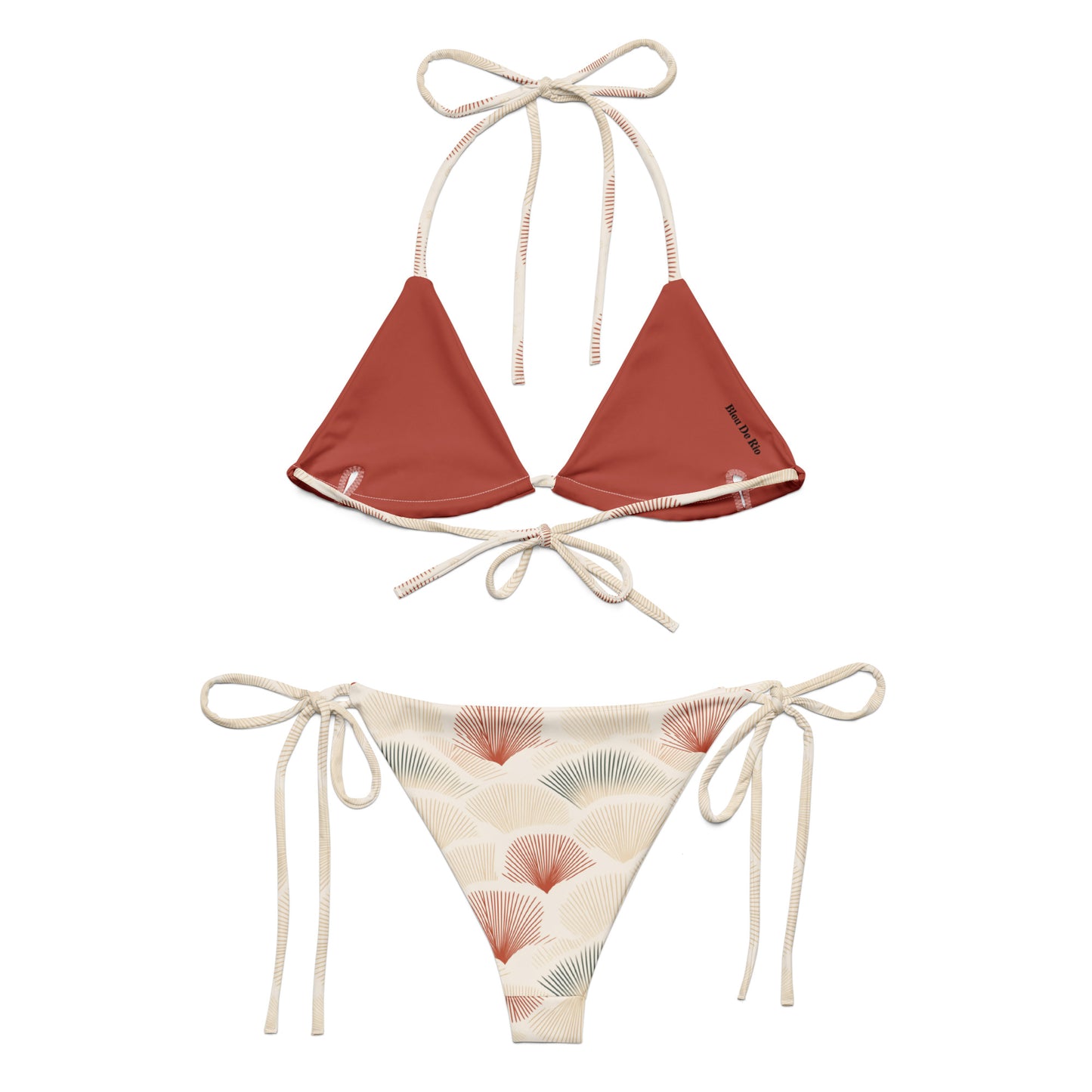 Japanese Red and Beige Fish Skin Print Triangle Bikini