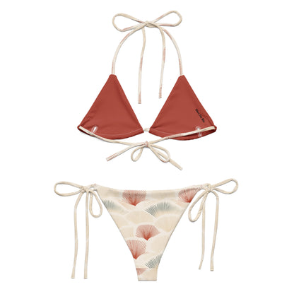 Japanese Red and Beige Fish Skin Print Triangle Bikini