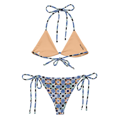 Morocco Blue Tiles Print Triangle Bikini