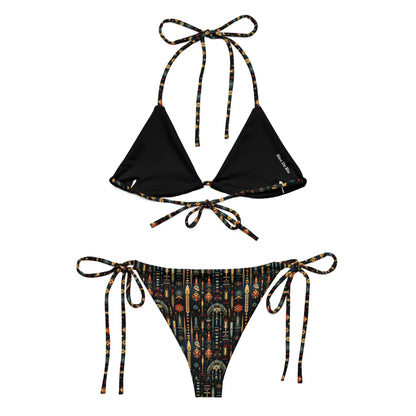 Native American Black And Yellow Print Triangle Bikini