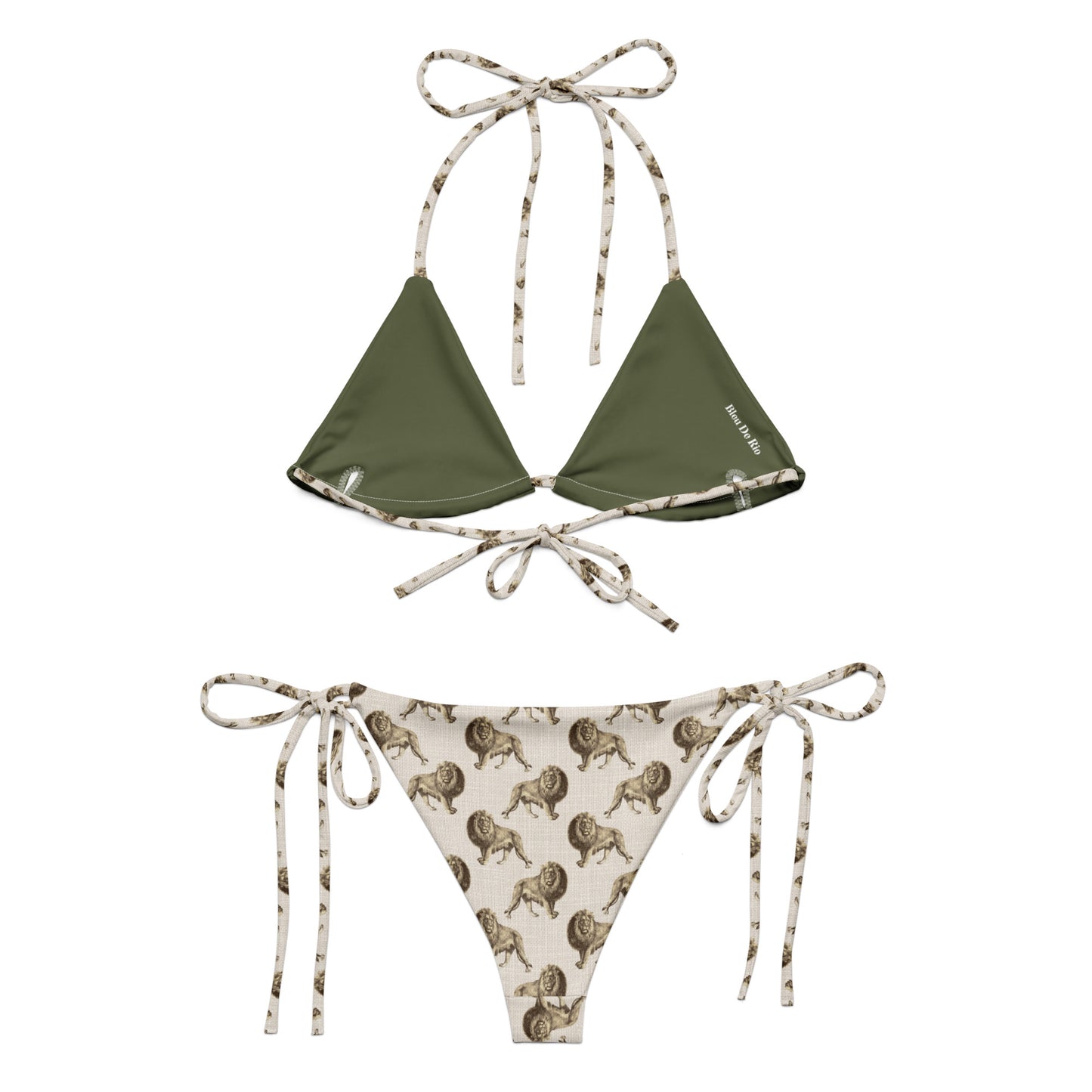 African Beige Lion Print Triangle Bikini