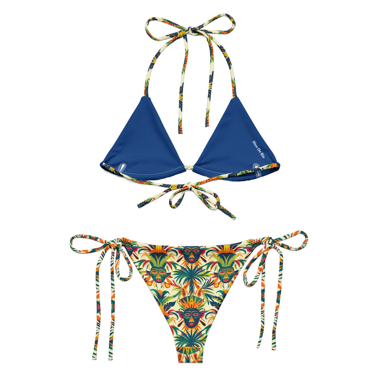 Brazil Carnival Mask Print Triangle Bikini