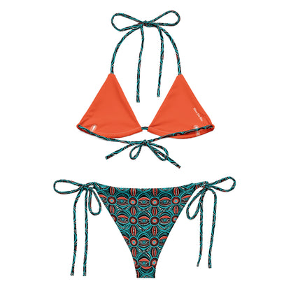 African Blue Eyes Print Triangle Bikini