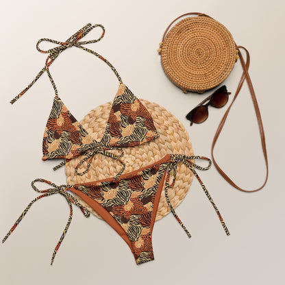 Brown Tiger Animal Print Triangle Bikini