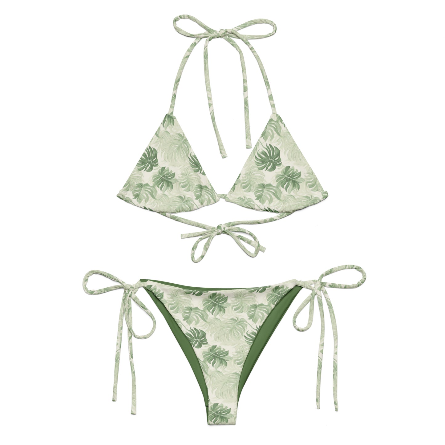 Delicate Monstera Jungle Triangle Bikini