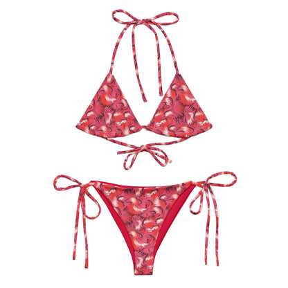 Pink and Red Flamingo Animal Print Triangle Bikini